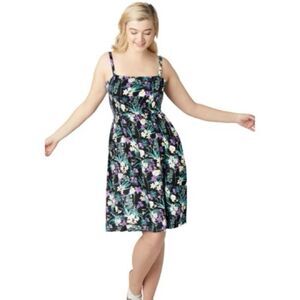 ellos Black Floral Midi Dress size 2x EUC